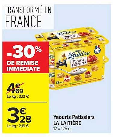 Yaourts Pâtissiers LA LAITIERE 12 x 125 g.