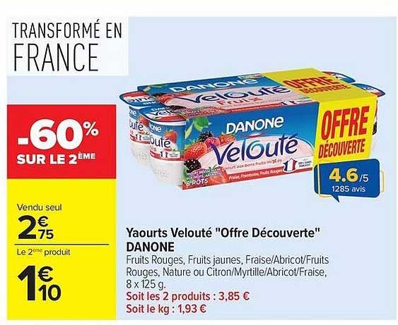 Yaourts Velouté "Offre Découverte" DANONE