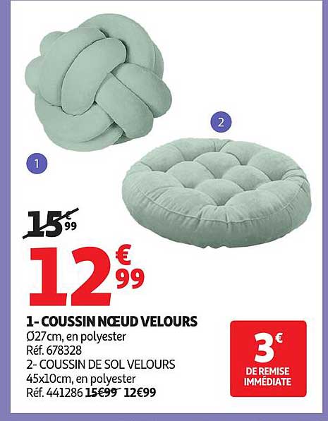 1- COUSSIN NŒUD VELOURS