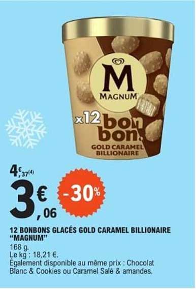 12 BONBONS GLACÉS GOLD CARAMEL BILLIONAIRE "MAGNUM"