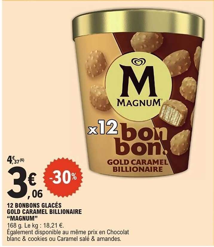 12 BONBONS GLACÉS GOLD CARAMEL BILLIONAIRE "MAGNUM"