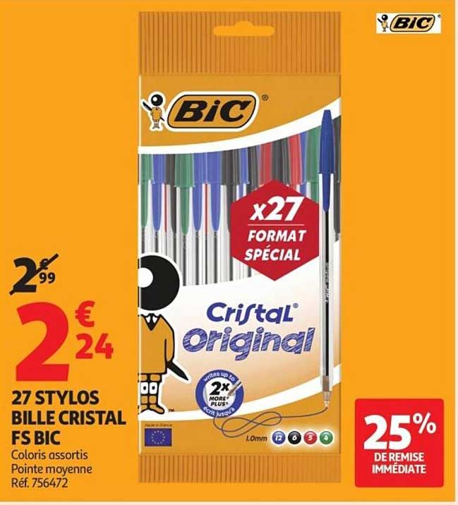 27 STYLOS BILLE CRISTAL FS BIC