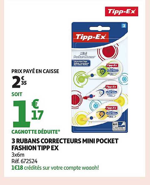 3 RUBANS CORRECTEURS MINI POCKET FASHION TIPP EX