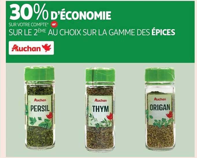 30% D'ÉCONOMIE SUR VOTRE COMPTE SUR LE 2ème AU CHOIX SUR LA GAMME DES ÉPICES