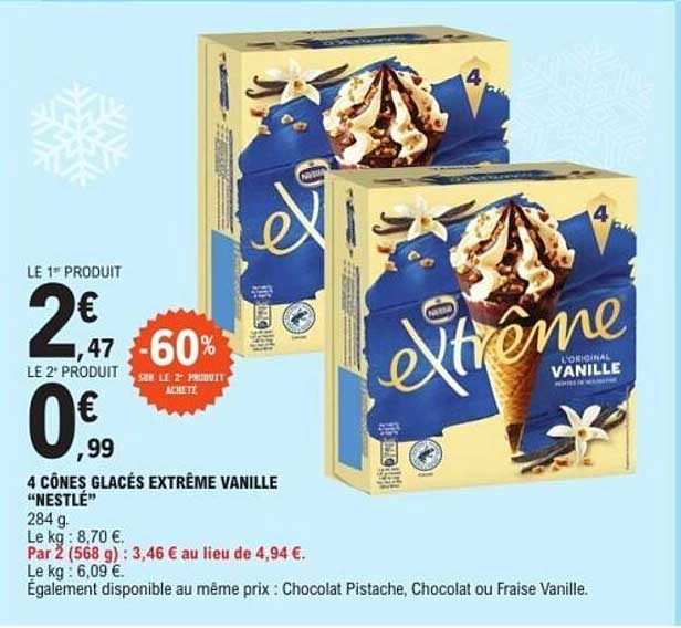 4 cônes glacés extrême vanille "Nestlé"