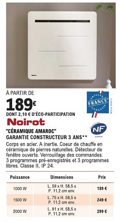 À PARTIR DE 189€ DONT 2,10 € D'ÉCO-PARTICIPATION