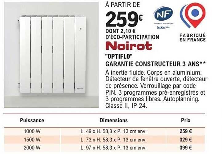 À PARTIR DE 259€ DONT 2,10€ D'ÉCO-PARTICIPATION