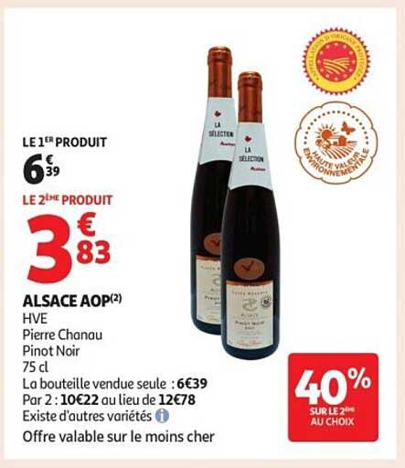ALSACE AOP(2) HVE Pierre Chanau Pinot Noir 75 cl
