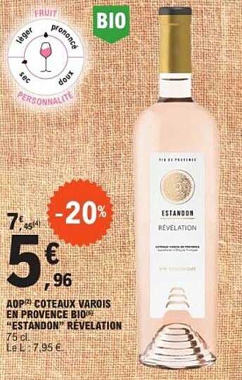 AOP COTEAUX VAROIS EN PROVENCE BIO "ESTANDON" RÉVÉLATION