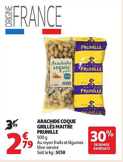 ARACHIDE COQUE GRILLÉS MAITRE PRUNILLE