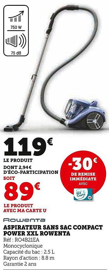 ASPIRATEUR SANS SAC COMPACT POWER XXL ROWENTA