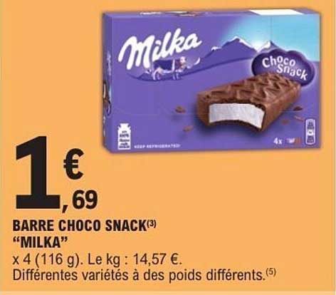 BARRE CHOCO SNACK "MILKA"