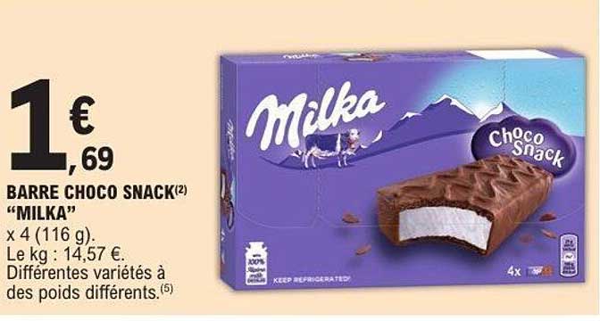 BARRE CHOCO SNACK "MILKA"