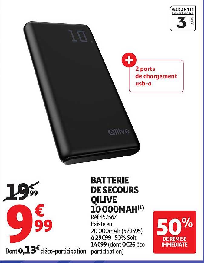 BATTERIE DE SECOURS QILIVE 10 000MAH