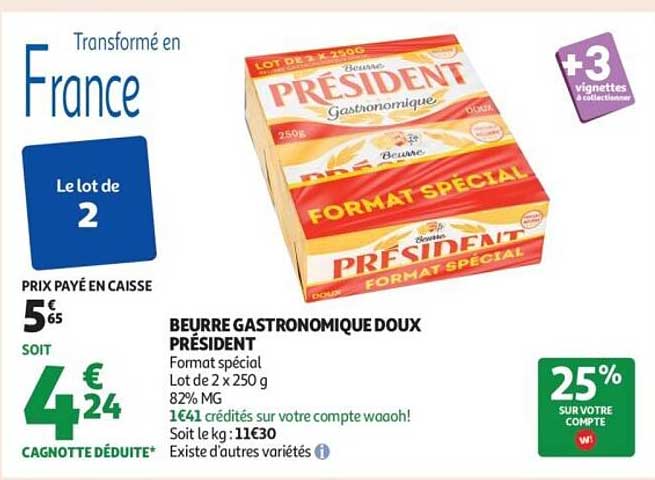 BEURRE GASTRONOMIQUE DOUX PRÉSIDENT