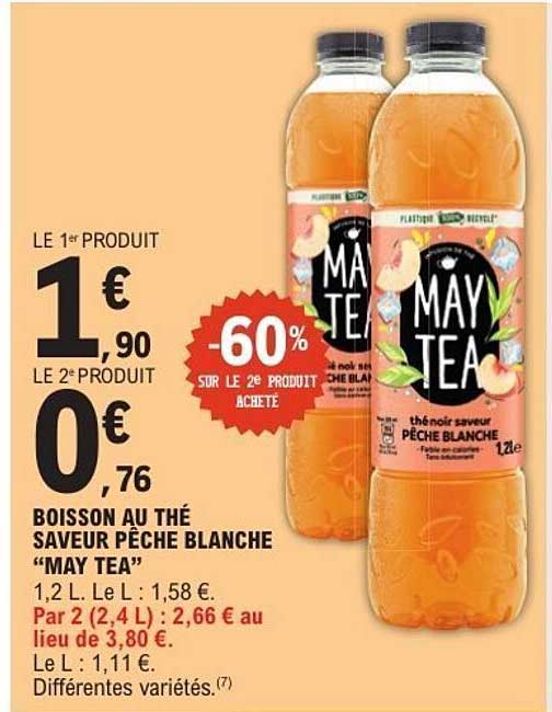 BOISSON AU THÉ SAVEUR PÊCHE BLANCHE “MAY TEA”