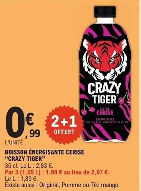 BOISSON ÉNERGISANTE CERISE "CRAZY TIGER"