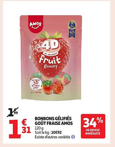 BONBONS GÉLIFIÉS GOÛT FRAISE AMOS