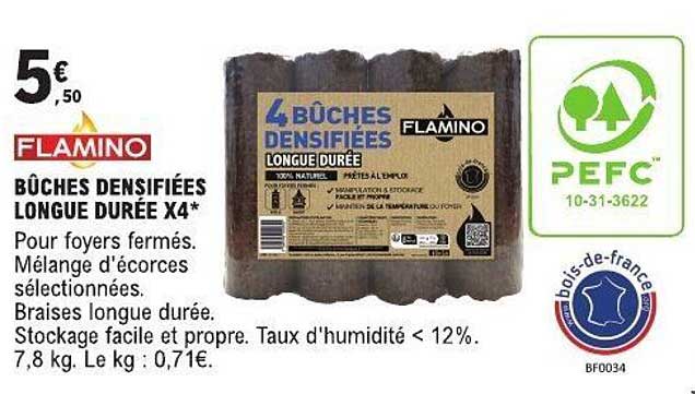BÛCHES DENSIFIÉES LONGUE DURÉE X4*