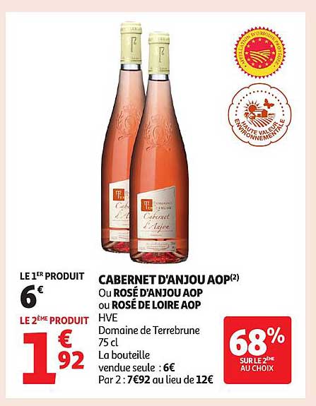 CABERNET D'ANJOU AOP(2) Ou ROSÉ D'ANJOU AOP ou ROSÉ DE LOIRE AOP