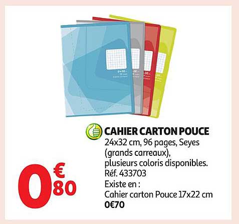 CAHIER CARTON POUCE