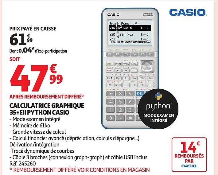 CALCULATRICE GRAPHIQUE 35+EII PYTHON CASIO