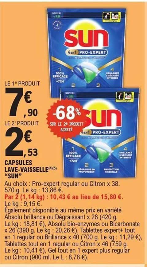 Capsules Lave-Vaisselle SUN 4 en 1 Pro-Expert