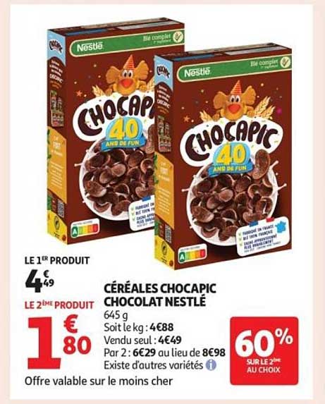 CÉRÉALES CHOCAPIC CHOCOLAT NESTLÉ