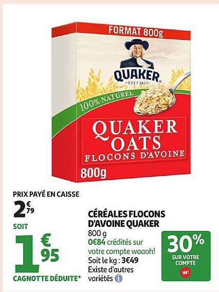 Céréales Flocons d'Avoine Quaker 800 g