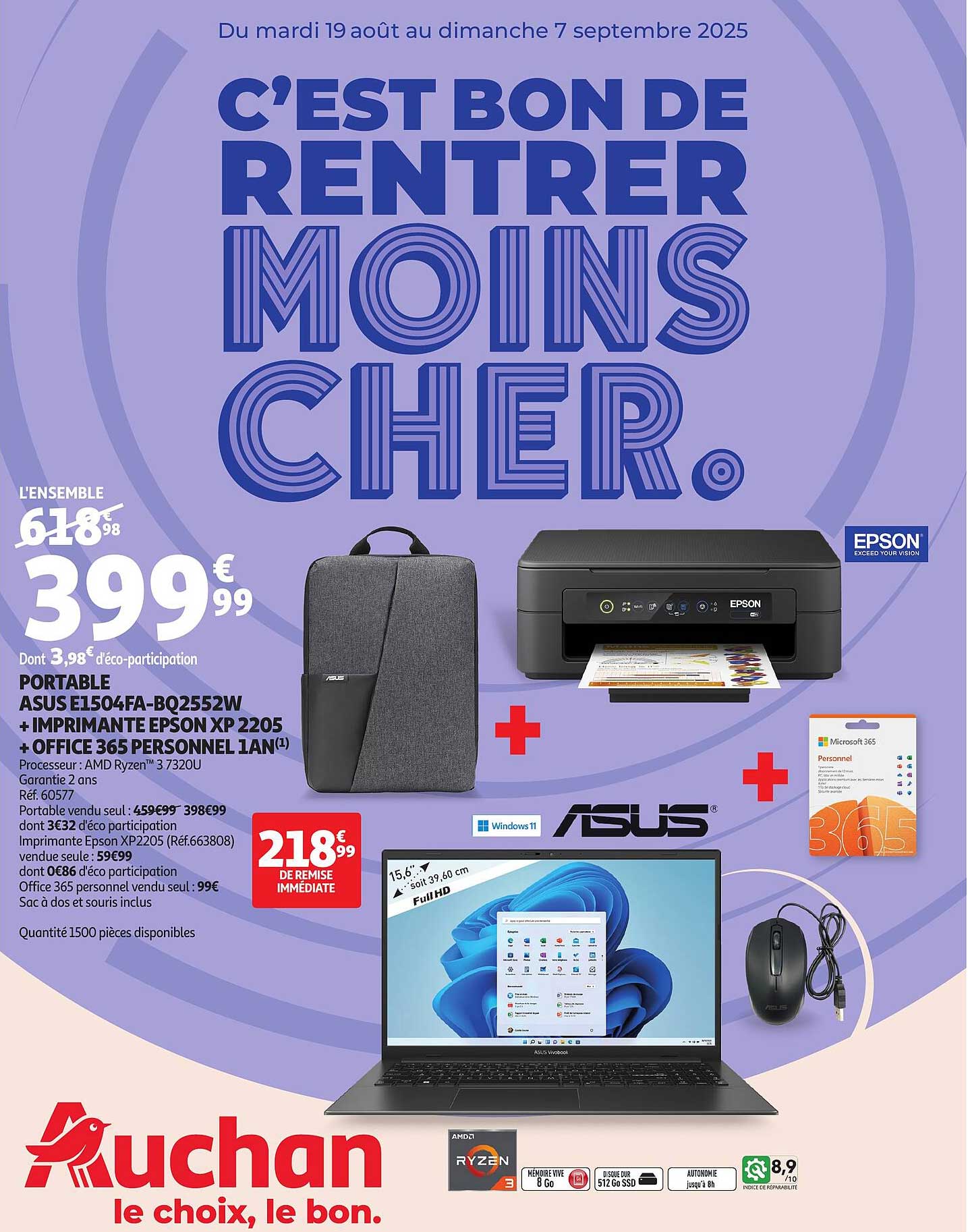 C’est bon de rentrer moins cher.