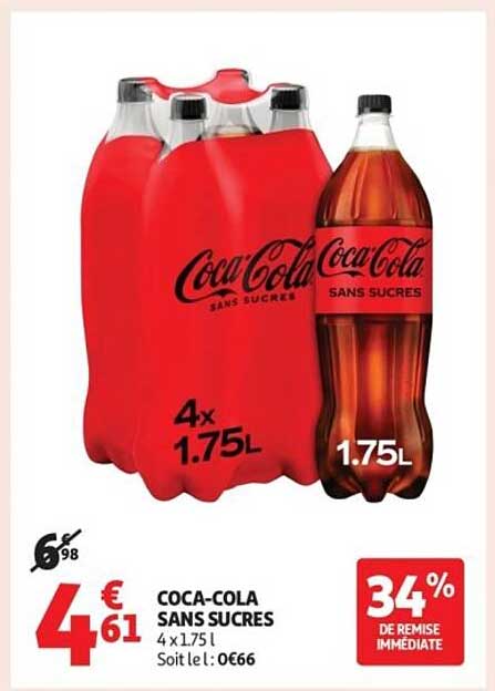 COCA-COLA SANS SUCRES 4 x 1.75L