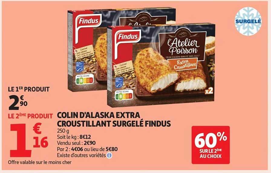 COLIN D'ALASKA EXTRA CROUSTILLANT SURGELÉ FINDUS