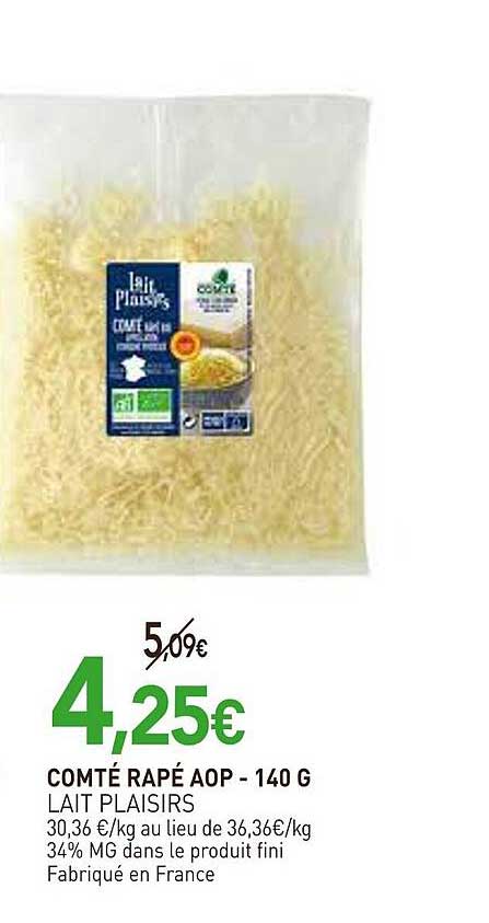 COMTÉ RÂPÉ AOP - 140 G LAIT PLAISIRS