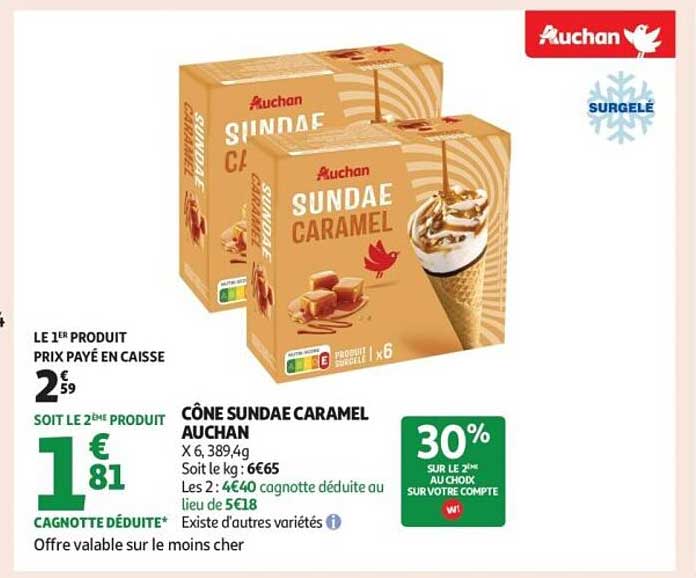 CÔNE SUNDAE CARAMEL AUCHAN