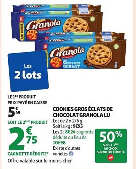 COOKIES GROS ÉCLATS DE CHOCOLAT GRANOLA LU