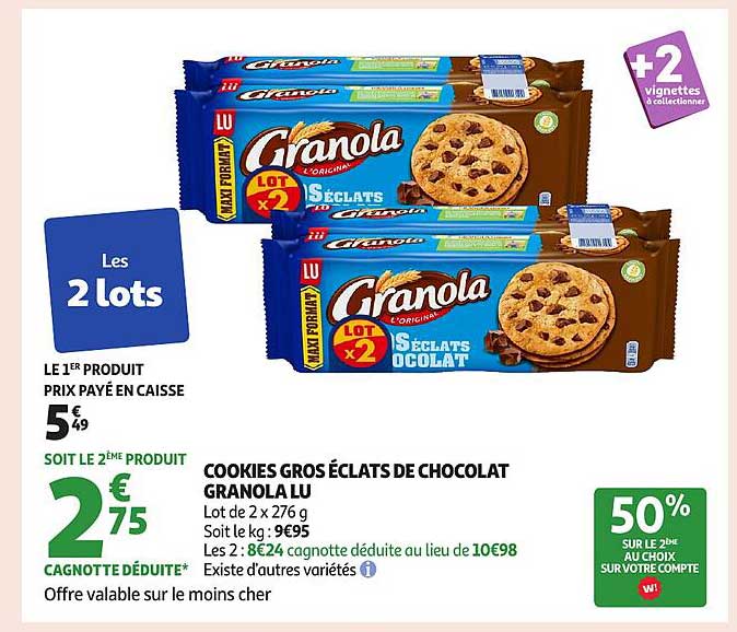 COOKIES GROS ÉCLATS DE CHOCOLAT GRANOLA LU