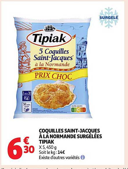 COQUILLES SAINT-JACQUES À LA NORMANDE SURGELÉES TIPIAK