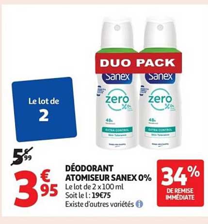 DÉODORANT ATOMISEUR SANEX 0%