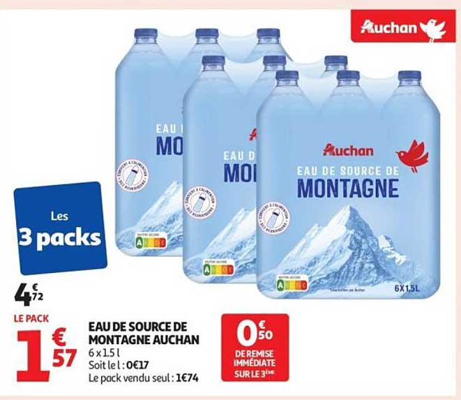 EAU DE SOURCE DE MONTAGNE AUCHAN