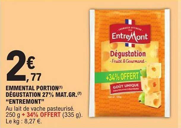 EMMENTAL PORTION DÉGUSTATION 27% MAT.GR. "ENTREMONT"