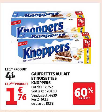 Gaufrettes au lait et noisettes Knoppers