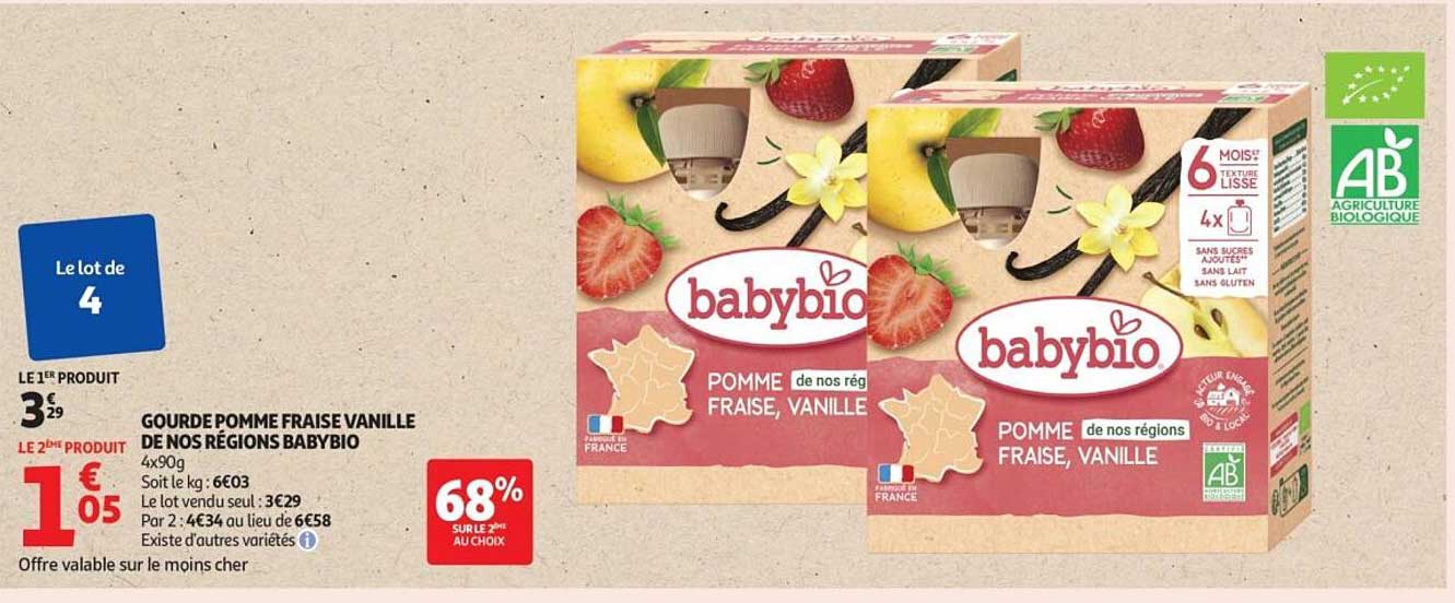 GOURDE POMME FRAISE VANILLE DE NOS RÉGIONS BABYBIO
