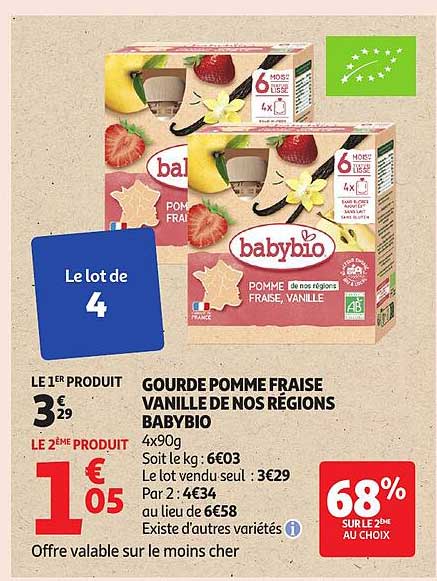 GOURDE POMME FRAISE VANILLE DE NOS RÉGIONS BABYBIO