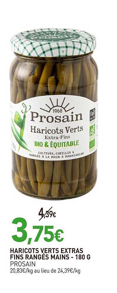 HARICOTS VERTS EXTRAS FINS RANGÉS MAINS - 180 G