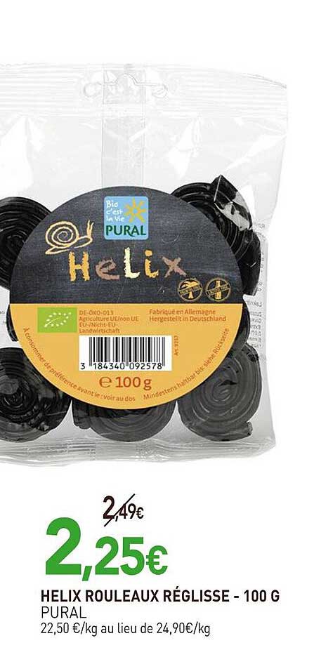 HELIX ROULEAUX RÉGLISSE - 100 G PURAL