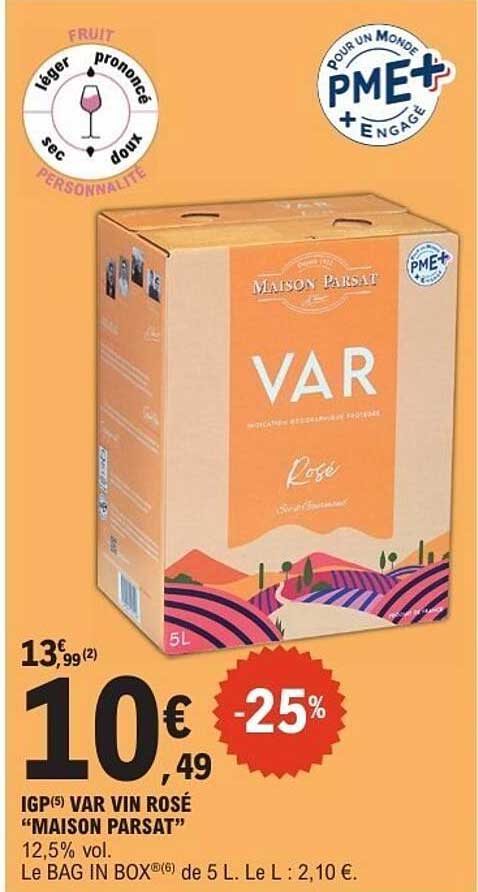 IGP(5) VAR VIN ROSÉ "MAISON PARSAT"