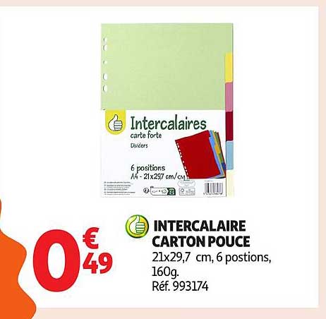 INTERCALAIRE CARTON POUCE