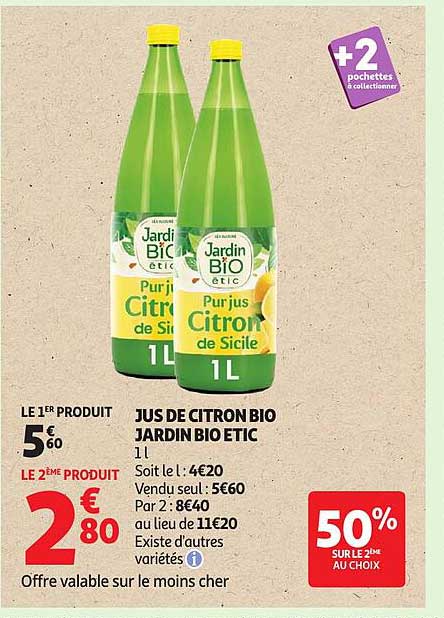 JUS DE CITRON BIO JARDIN BIO ETIC 1L