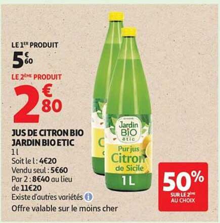 JUS DE CITRON BIO JARDIN BIO ETIC 1L