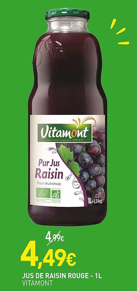 JUS DE RAISIN ROUGE - 1L VITAMONT